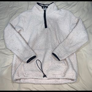 off white color pink zip up sweatshirt